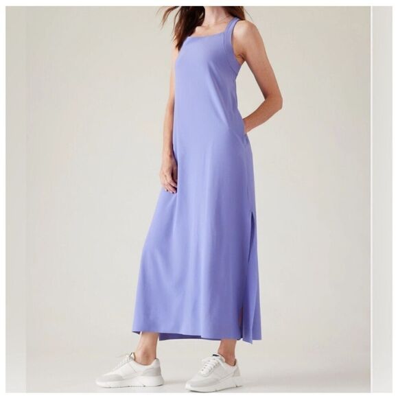 Athleta Arrival Maxi Cross Back Dress Size XS Lilac Purple Blue - Picture 2 of 11